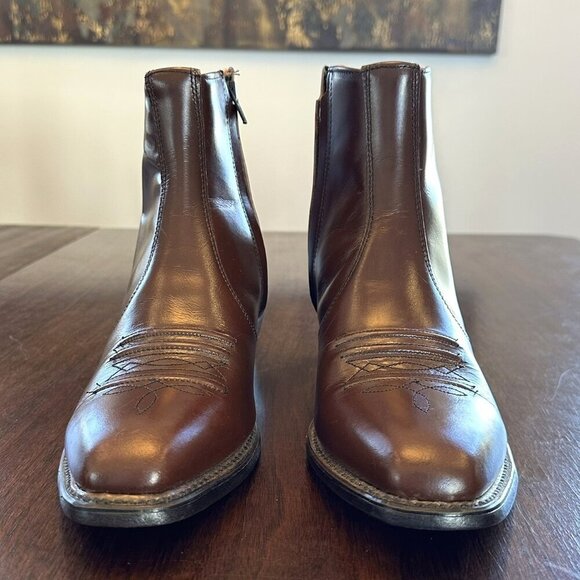 NEW Stuart McGuire Brown Leather Ankle Boots Vintage 90s Western 10D USA